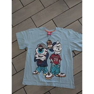 Mishka NYC Keep Watch Skeleton Graphic T-Shirt Mens Large Light Blue MSK-33 NWT